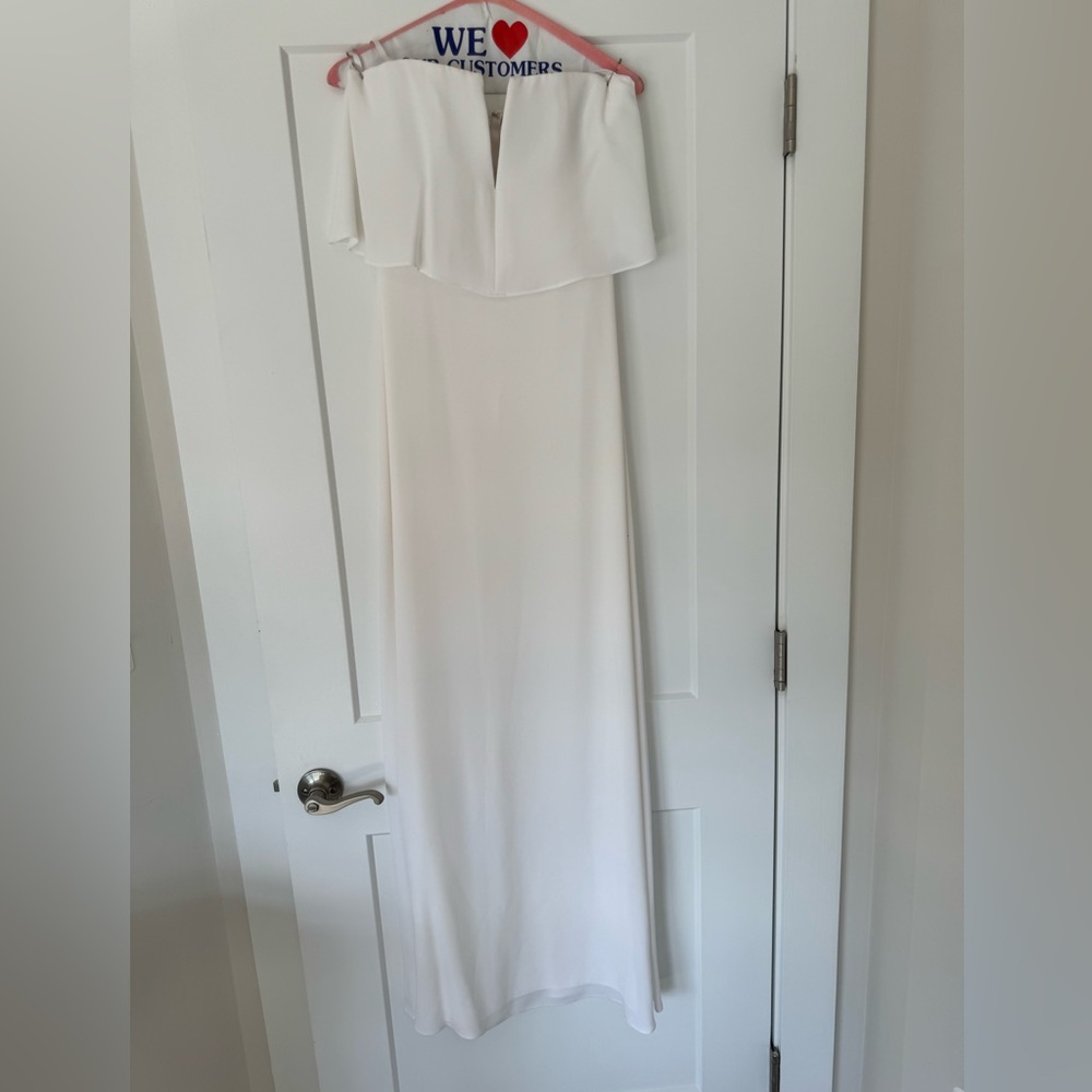 BCBG maxi white strapless dress